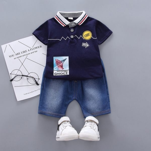 Shellkids| OH! Boy Line Clothing Set, Navy, Kids