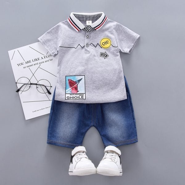 Shellkids| OH! Boy Line Clothing Set, Grey, Kids