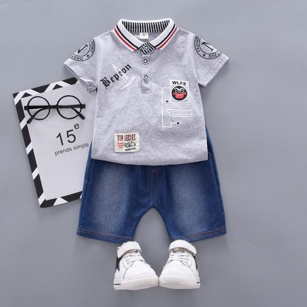 Shellkids| Top Street Boy Clothing Set, Grey, Kids