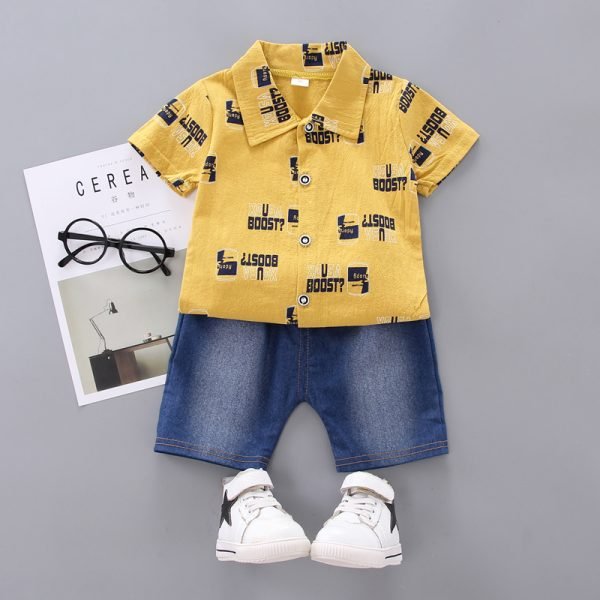 Shellkids| Yellow boy cotton shirts and shorts, Yellow, Kids