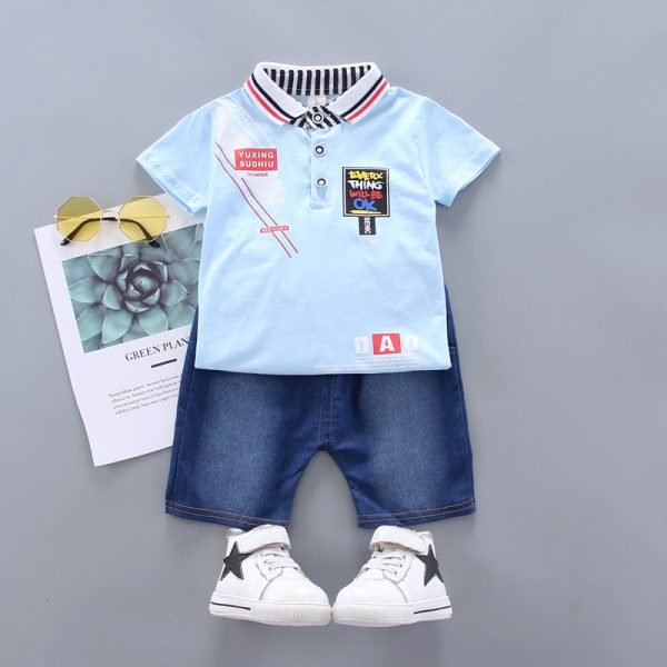 Shellkids| Blue boy Thailand clothing Set, Light Blue, Kids