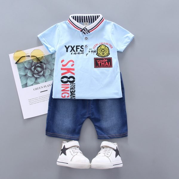 Shellkids| SK8ing Boy Clothing Set, Light Blue, Kids