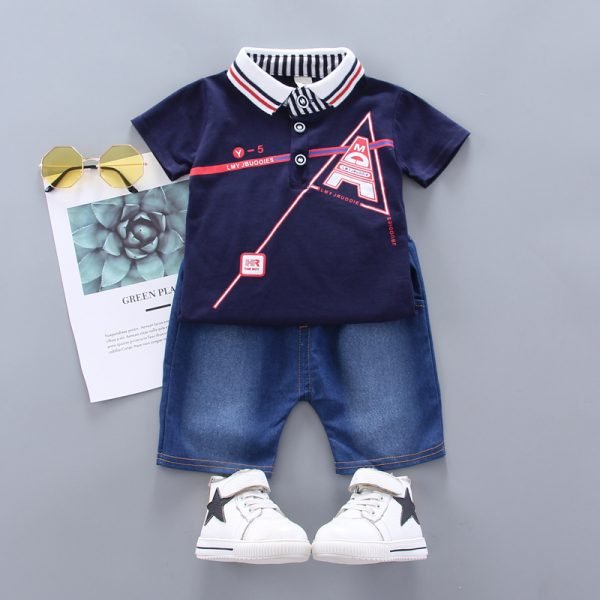 Shellkids| Navy Eiffel Tower Boy Clothing Set, Navy, Kids