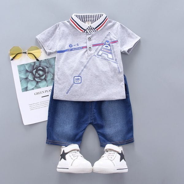 Shellkids| Grey Eiffel Tower Boy Clothing Set, Grey, Kids