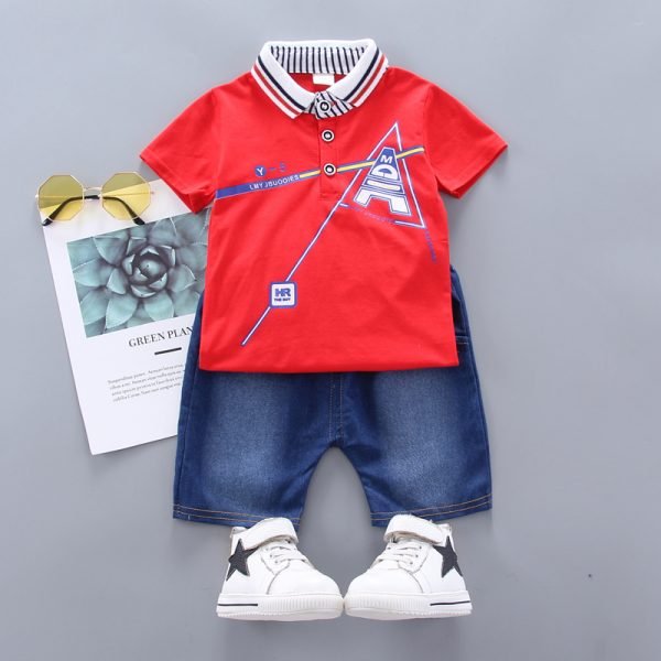 Shellkids| Red Eiffel Tower Boy Clothing Set, Red, Kids