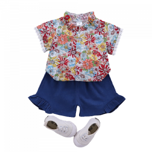 Liuliukd| Girl Floral Printing Clothing Set, Red, Kids
