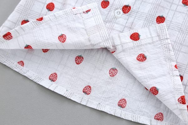 Shellkids| Girl full printing strawberry Plaid clothes set, Details
