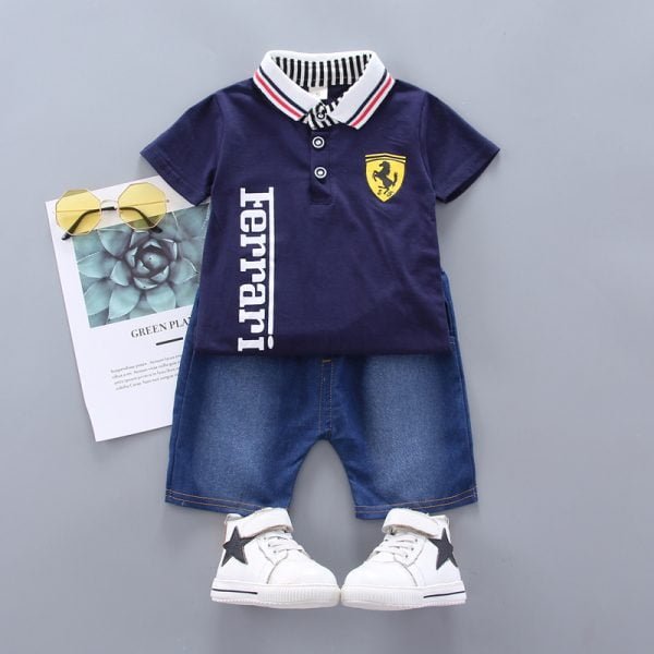 Shellkids| boy Cartoon Clothes Set, Navy, Kids