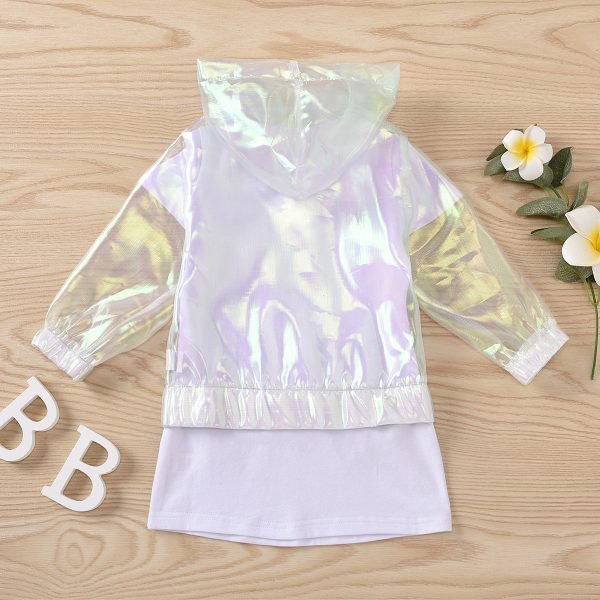 Liuliukd| Laser Cool Girl Outfit with white Long Style T-shirt, Details