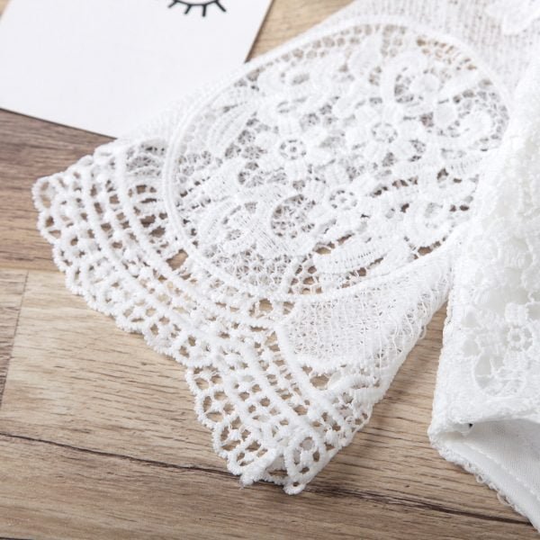 Liuliukd| White Lace Fairy half Sleeve Top + Ripped Jeans, Details