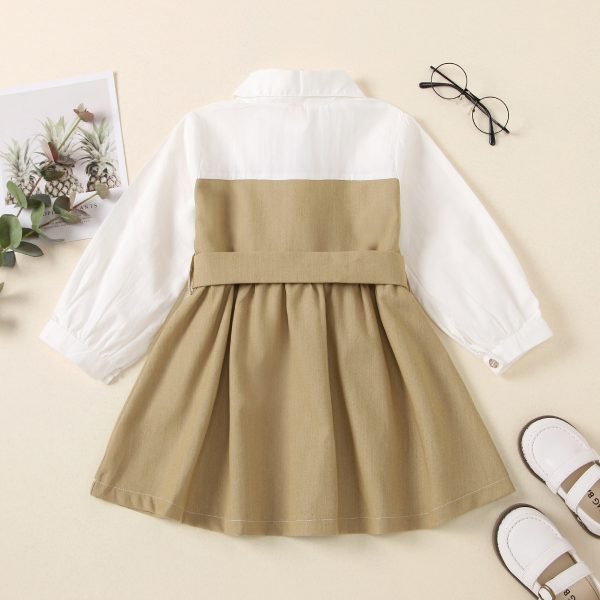 Liuliukd| Spring Shirt A-Line Dress with Belt, Back Side
