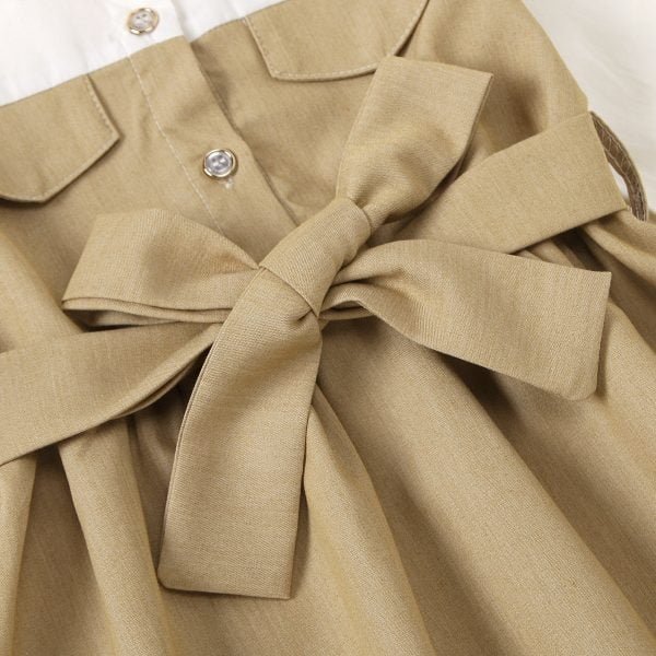 Liuliukd| Spring Shirt A-Line Dress with Belt, Details