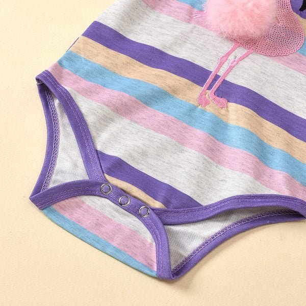 Liuliukd| Striped Flamingo Short Sleeve Romper + Skirt, Details