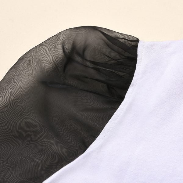 Liuliukd| Girl Sexy T-shirt Dress with Yarn Sleeve, Details