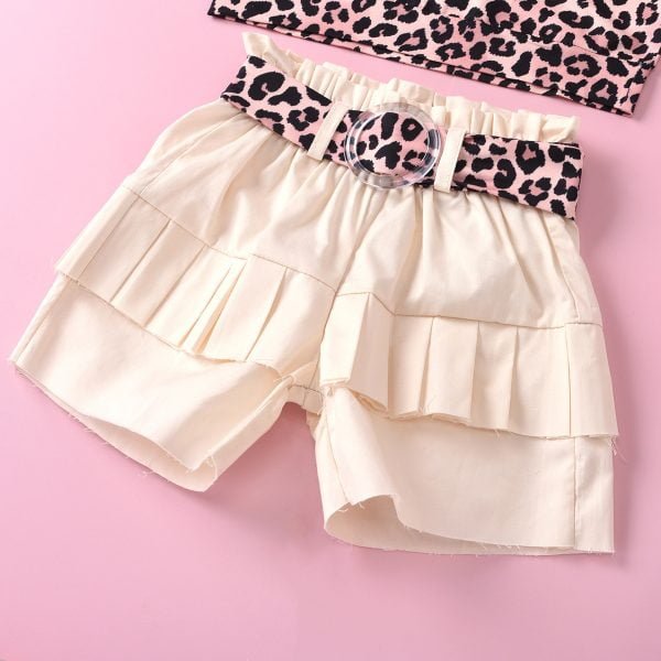 Liuliukd| Leopard Pattern top + Belt Shorts, Details