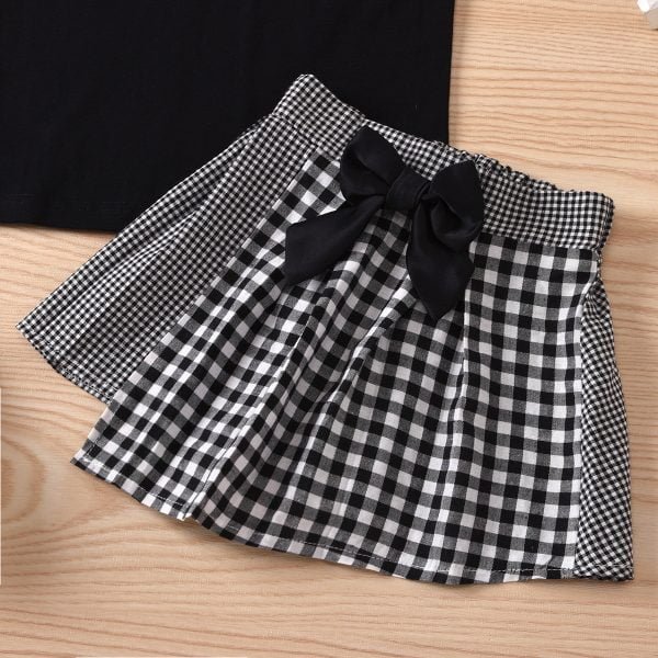 Liuliukd| Summer LOVE Shirt + Black Plaid Skirt, Details