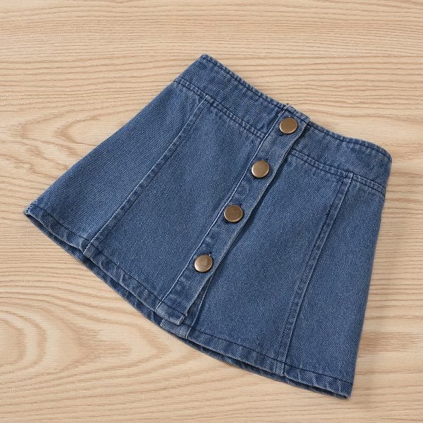 Liuliukd| Solid Long Sleeve Romper + Denim Skirt, Skirt