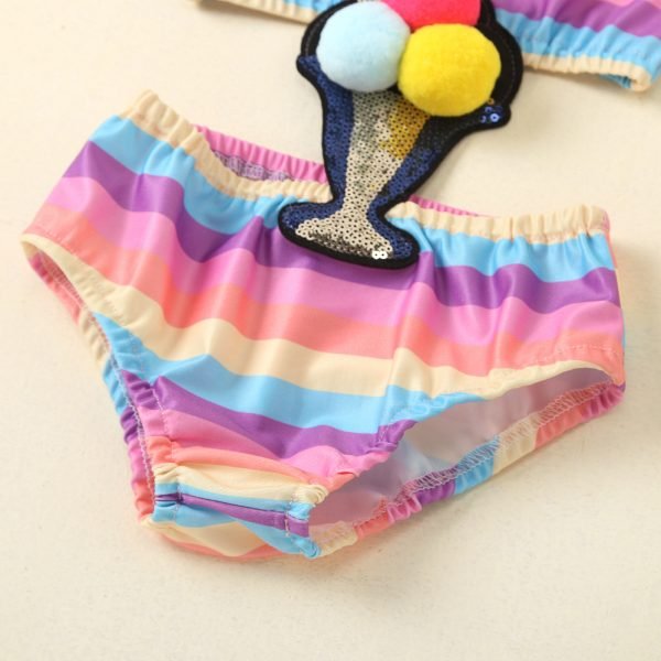 Liuliukd| Girl Striped Rainbow Color Ice-cream Decorative Swimwear, Details