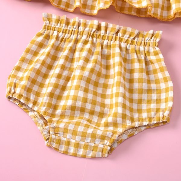 Liuliukd| Plaid Sleeveless Girl Shirt + Shorts, Details