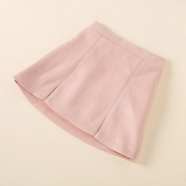 Liuliukd| Girl Black Long Sleeve Shirt + Suede Fabric Skirt, skirt