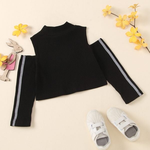 Liuliukd| Girl Black Solid Shirt, Black, Kids