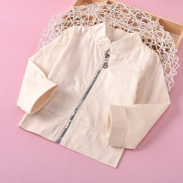 Liuliukd| Girl White Zip Outfit, White, Kids