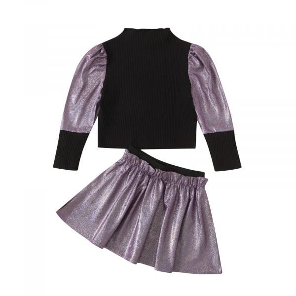 Liuliukd| Spring Golden Color Girl Shirt + Skirt, Grey, Kids