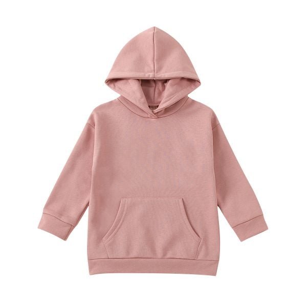 Liuliukd| Girl Long Sleeve Pink Hoodie, Pink, Kids