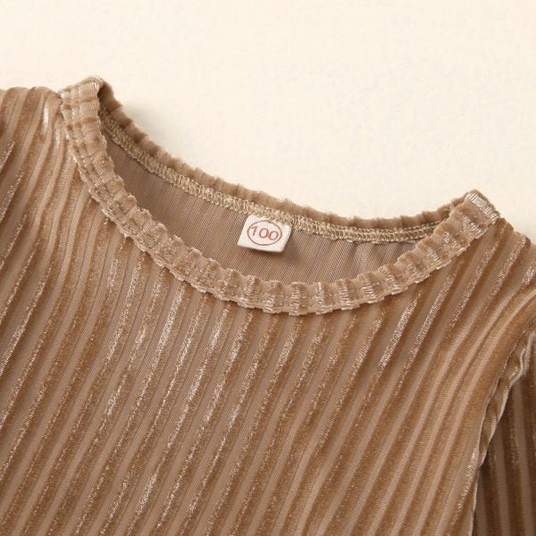 Liuliukd| Girl Velour Brown Shirt, Details