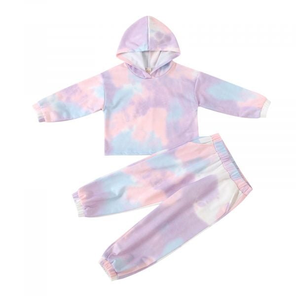 Liuliukd| Girl Tie-dye Clothes Set, Purple, Kids