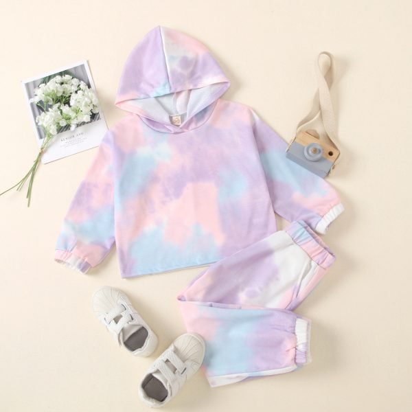 Liuliukd| Girl Tie-dye Clothes Set, Purple, Kids