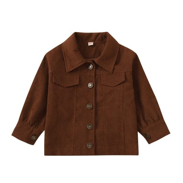Liuliukd| Corduroy Outfit with Single-breasted, Deep Brown, Kiids