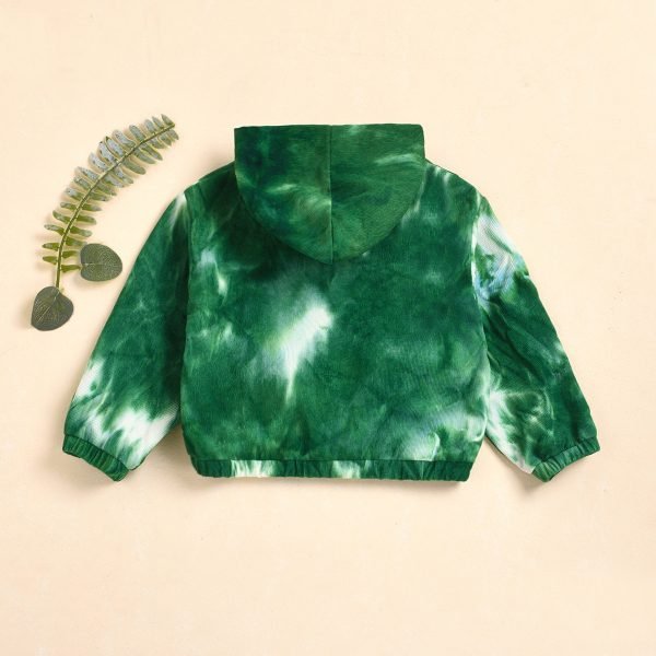 Liuliukd| Green Tie-dye Zipper Hoodie, Back Side