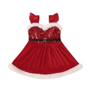 Liuliukd| Christmas Girl Sequin Dress, Red, Baby