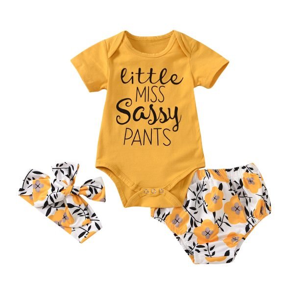 Liuliukd| Girl Sunflower Print 3PCS Clothes Set, yellow, Kids