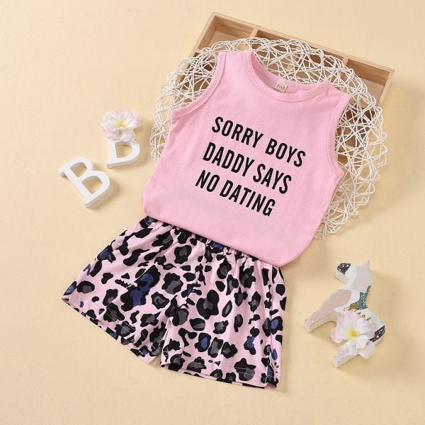 Liuliukd| Girl Pink Shirt + Leopard Print Skirts, Pink, Kids