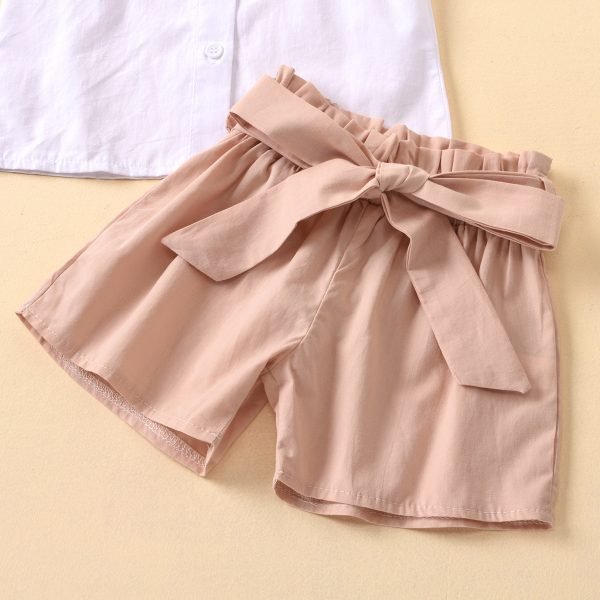 Liuliukd| Girl Lace White Shirt + Solid Shorts, Details