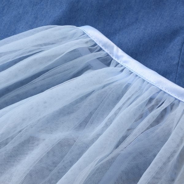 Liuliukd| Girl Denim Sleeveless Shirt + Yarn Skirts, Details