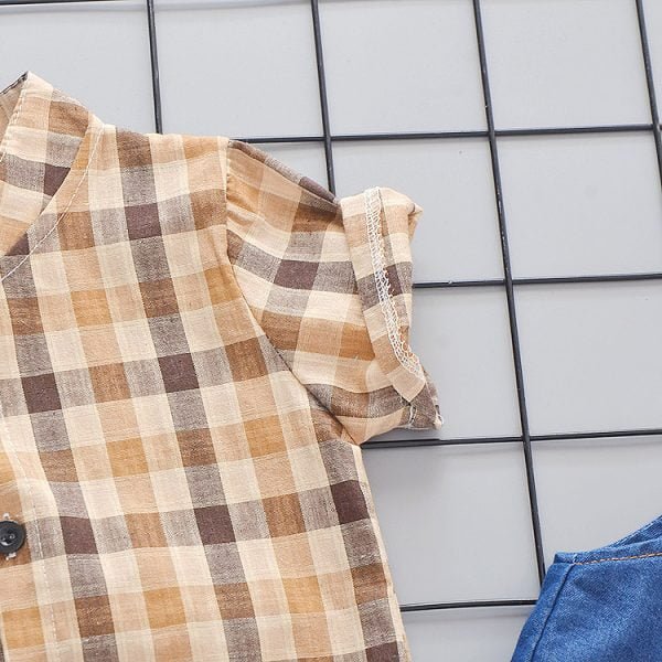Liuliukd| Boy Plaid Shirt With Overall, Details