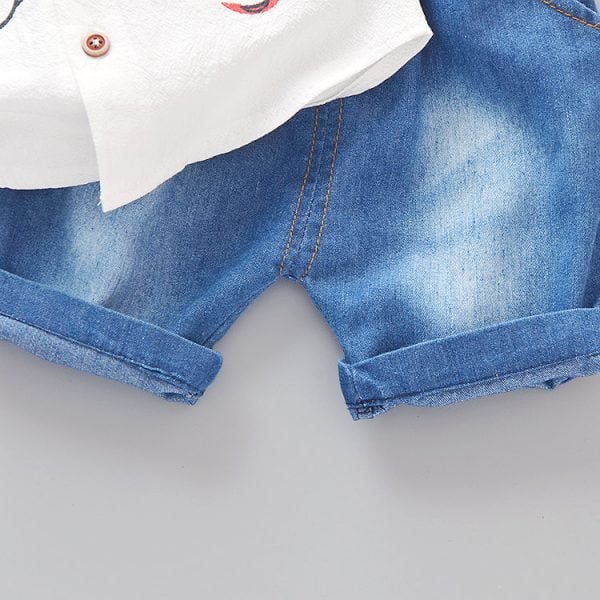 Liuliukd| Boy Rainbow Shirt + Denim Shorts, Details
