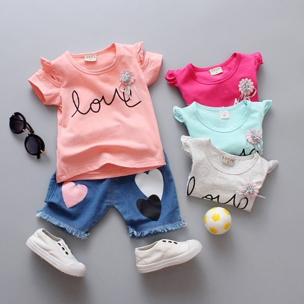 Liuliukd| Girl Heart LOVE Clothes Set, All colors, Kids