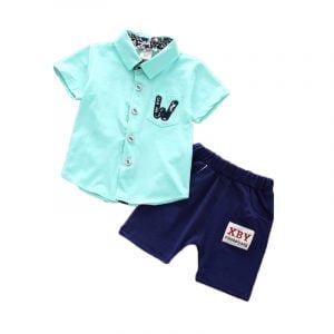 Liuliukd| Boy Turndown Shirt + Shorts, Blue, Kids