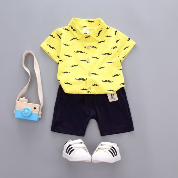 Liuliukd| Boy Mustache Clothing Set, Yellow, Kids