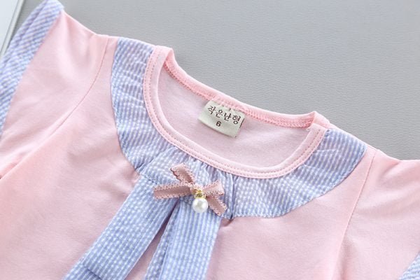 Liuliukd| Girl Bowknot Doll Collar Shirt + Striped Shorts, Details
