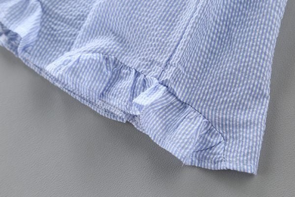 Liuliukd| Girl Bowknot Doll Collar Shirt + Striped Shorts, Details