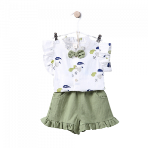 Liuliukd| Girl Fruits Shirt + Shorts, Green, Kids