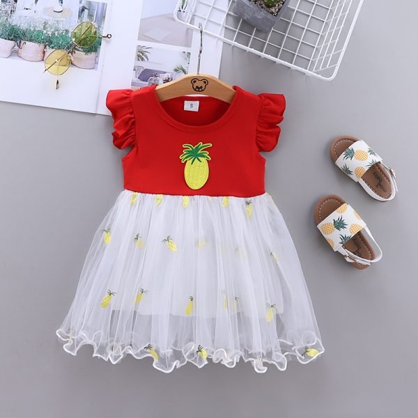 Liuliukd| pineapple girl princess dress, Red, Baby