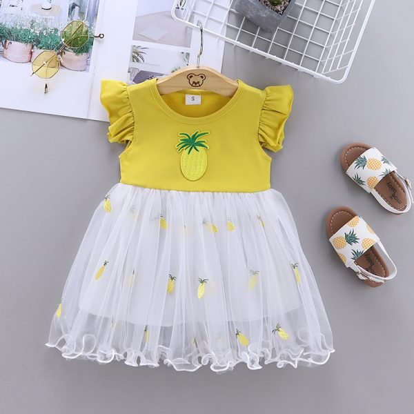 Liuliukd| pineapple girl princess dress, Yellow, Baby