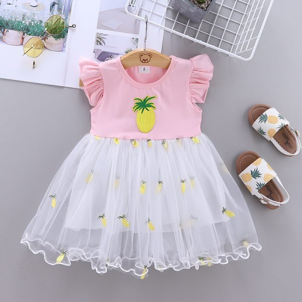 Liuliukd| pineapple girl princess dress, Pink, Baby