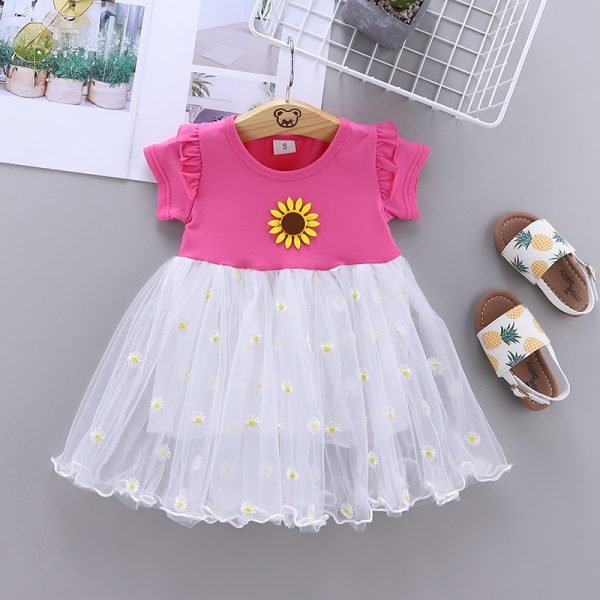 Liuliukd| sunflower girl summer dress, Rose Red, Baby